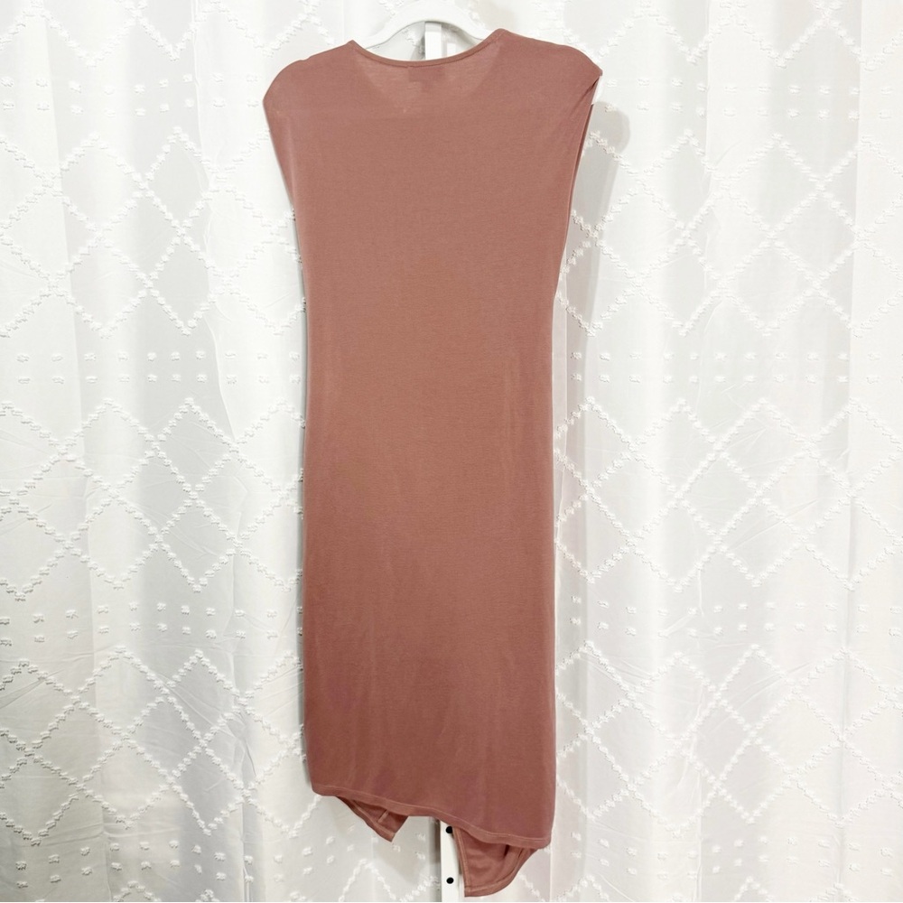 🥈 379. Topshop Asymmetrical Draped Midi Dress in Soft Mauve Pink - Picture 7 of 9
